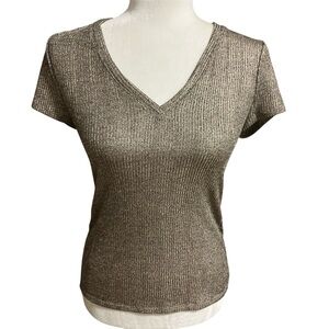 White House Black Market Metallic Short Sleeve Top